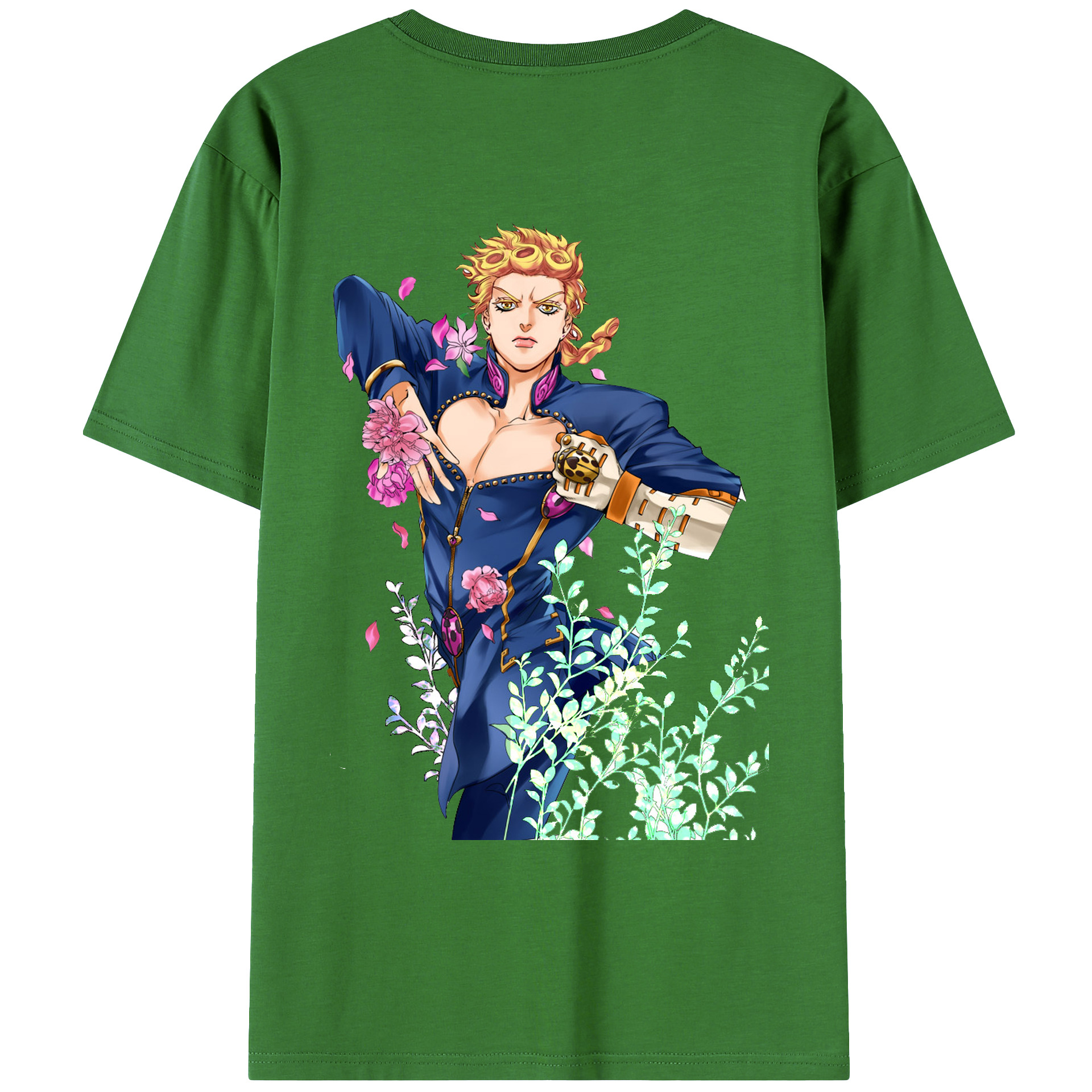 （画像用） ジョジョの奇妙な冒険 ジョルノ?ジョバァーナ JoJo's Bizarre Adventure Giorno Giovanna レディース半袖Tシャツ(バックプリント)